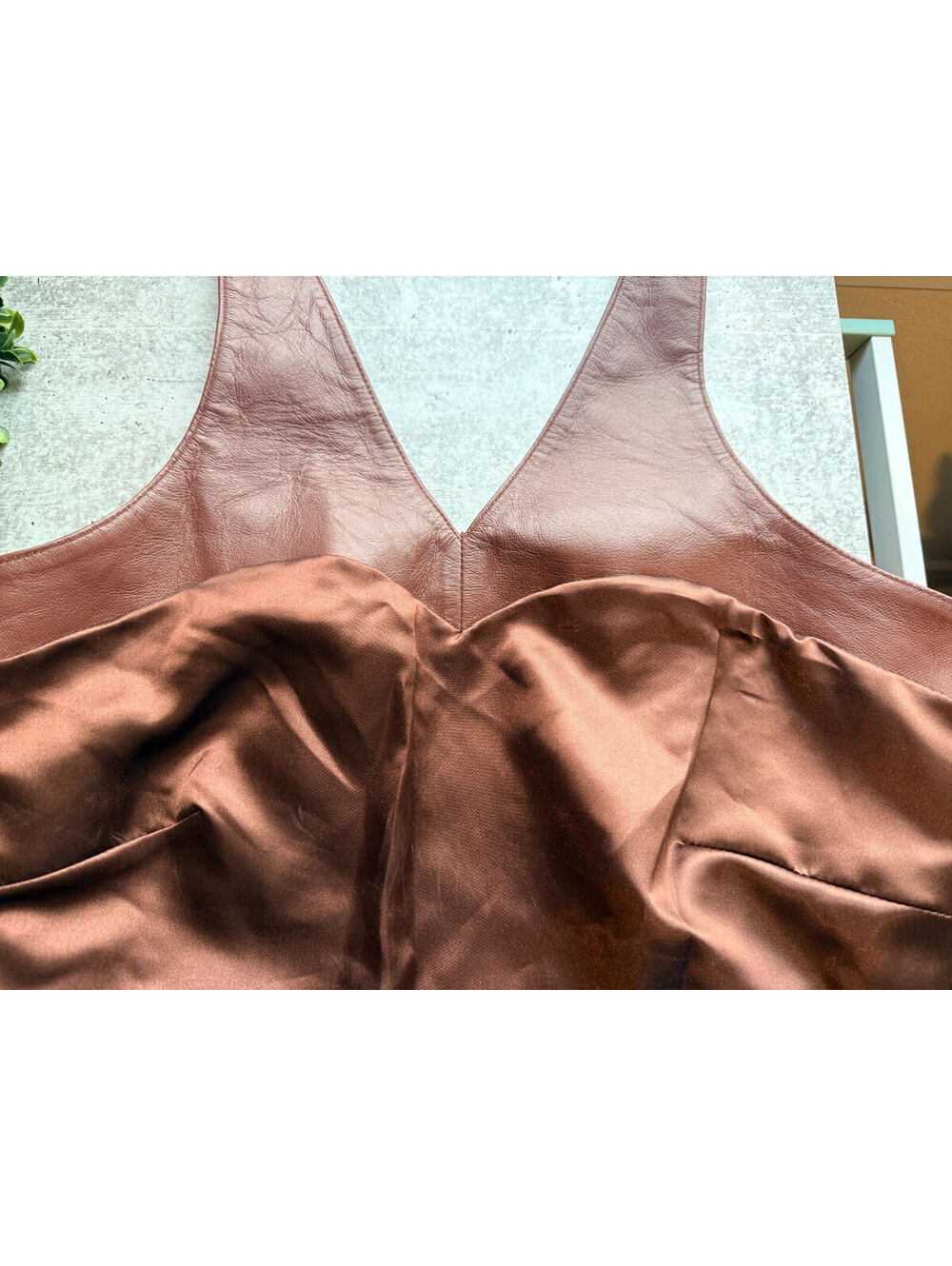 Designer Quality Brown Leather Halter Dress, Retro 80's Style Size XS RARE! - Picture 15 of 15